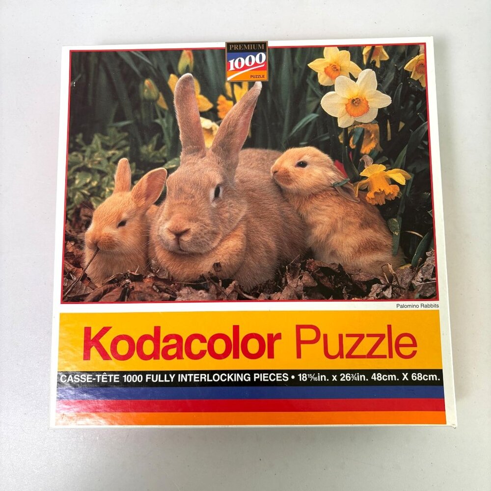 Kodacolor 1000 Piece Jigsaw Puzzle Palomino Rabbits 1994 New Sealed No 44444